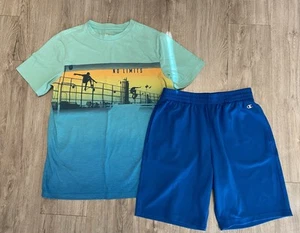 Boys Blue Champion Athletic Shorts Outfit Large 10-12, Urban Pipeline T Shirt XL - Picture 1 of 3