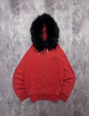 Polo Ralph Lauren Sudadera con Capucha Cremallera Completa XL Borde de Piel Sintética Y2K Foto 1 de 4