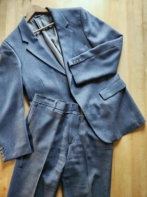 Vintage 1970s Mens Pinstripe Suit: Levis Action Slacks, 44R - Image 1 of 4