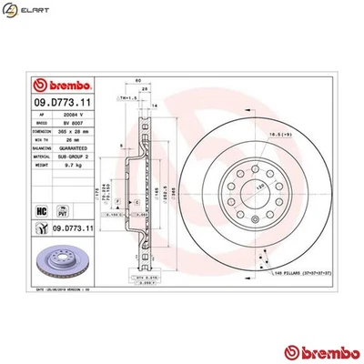 2x BRAKE DISC 09.D773.11 FOR TESLA MODEL/X - Image 1 of 4