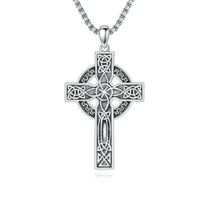Keltenkreuz Halskette 925 Sterling Silber Irish Celtic Knoten Kreuz Anhänger Nec... - Bild 1 von 6