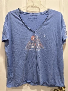 Camisa para dormir Life Is Good cuello en V 100 % algodón para mujer - Imagen 1 de 5