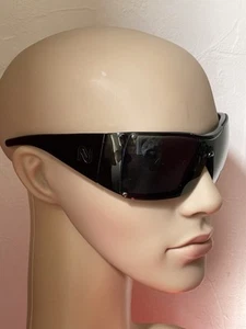 Sunglasses, Wraparound Nouvelle Vague ‘Roby’ Black Frame & Lens New Unisex - Picture 1 of 8
