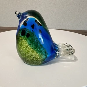 BlueBird of Happiness Blue/Green modern art Glass - Picture 1 of 5