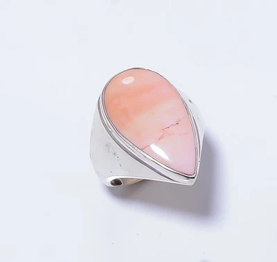 Pink Opal - Australia 925 Sterling Silver Solitaire Handmade Ring s.8.5 A312 - Image 1 of 4