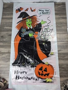 Vintage Fun World Halloween Türabdeckung Hexe "Stay for a Spell" Kessel 90er - Bild 1 von 10
