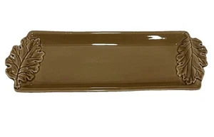 Pottery Barn Brown Glazed Fall Leaves Trinket Dish Decorative Tray Thanksgiving - Picture 1 of 6