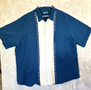 CAMISA CUBAVERA HOMBRE TALLA 3X TURQUESA Y CREMA CLÁSICA GUAYABERA BORDADA - Imagen 1 de 8