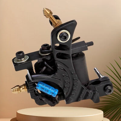 Coil Tattoo Machine Cast Iron Frame for Beginner 10 Wrap Liner Shader Black Y43 - Image 1 of 4