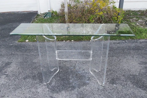 Mid Century Modern Lucite Glass Top Console Table 3599 Cover