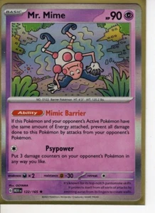MR. MIME SCARLET & VIOLET 151 SET RARE HOLO-FOIL POKEMON CARD 122/165 NM/M - Picture 1 of 1