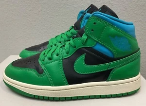 Size 6.5 - Air Jordan 1 Mid Lucky Green Aquatone W - Picture 1 of 11
