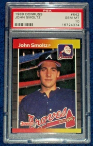 John Smoltz 1989 novato #642 Donruss PSA 10 Atlanta Braves - Imagen 1 de 3