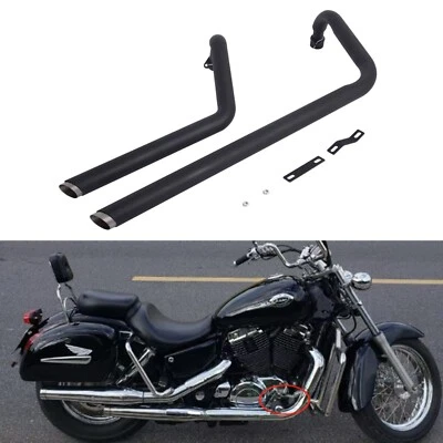 For Honda Shadow 1100 VT1100C2 VT1100C3 Black Shortshots Staggered Exhaust Pipes Foto 1 de 4