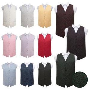Chaleco Esmoquin Para Hombres Tejido Remolino Estampado Formal Informal Boda por DQT - Imagen 1 de 38