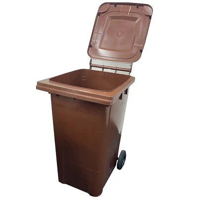 Brown Garden Wheelie Bin Standard Household Size 240 Litre With Rubber Wheels - Image 1 of 3