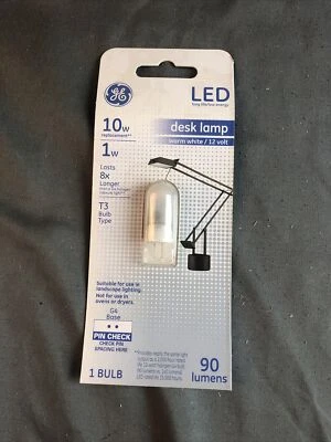 GE LED Desk Lamp Light Bulb Warm White 10W Replacement 1W T3 G4 Base 90 Lumen M5 - Image 1 of 4
