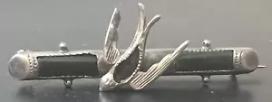 ADIE & LOVEKIN LTD AGATE STERLING SILVER BAR PIN Swallow Bird Brooch Onyx Black - Picture 1 of 12