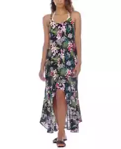 Raviya Floral-Print Swim Cover-Up Dress Smocked Back Adjusted Strap Size Small - Picture 1 of 6