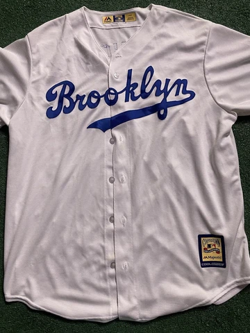 Brooklyn Dodgers Majestic Jersey Jackie Robinson Sz Large White Cover