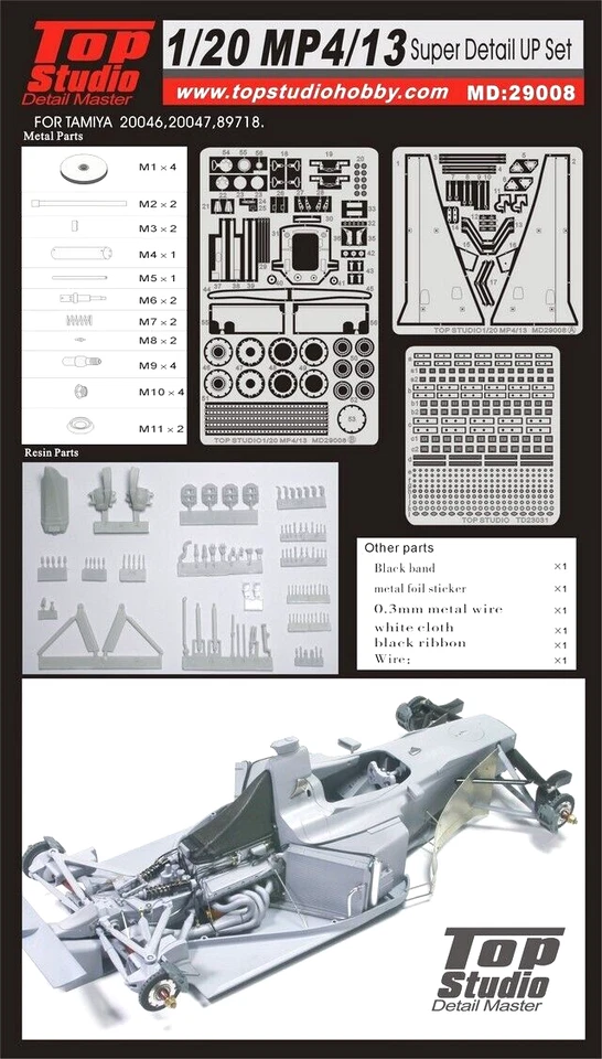 Top Studio 1/20 McLaren MP4/13 Super Detail-Up Set Item # MD29008 for Tamiya - Image 1 of 4