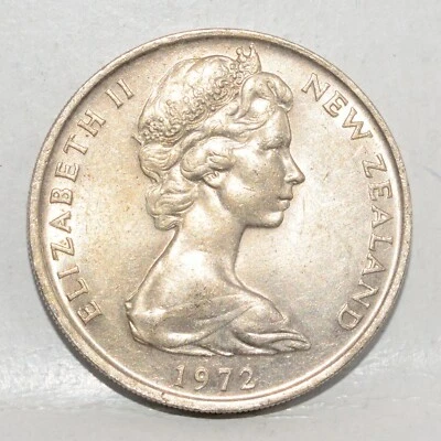 Moneda Mundial de 20 Céntimos de Nueva Zelanda 1972 - De Colección 1.539.000 - KM# 36,1 Foto 1 de 2