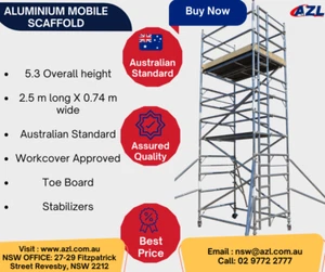 Aluminium Mobile Scaffolding Tower with Max. 5.3M Ht– Portable Scaffold -128 Kg - Picture 1 of 9