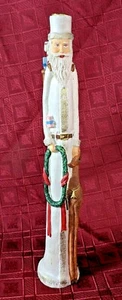 Vintage Resin 12" Tall Thin Santa with Rudolph Candle Holder - Picture 1 of 8