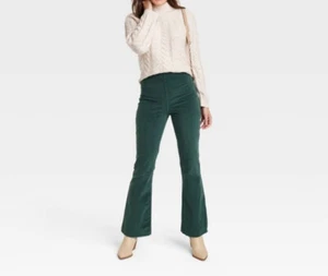 Pantalones de mezclilla Knox Rose Forest verde talla grande 26W pana tiro alto acampanados pull-on nuevos con etiquetas - Imagen 1 de 4
