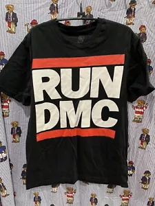 RUN DMC JMJ Retro T-shirt Rap Hip Hop Men's Tee Black 100% Cotton M 90s Rare - Picture 1 of 6