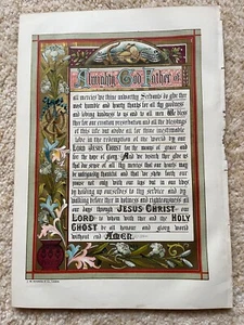 Antikes illustriertes Erntedankgebet viktorianische Chromolithographie 1883 - Bild 1 von 5