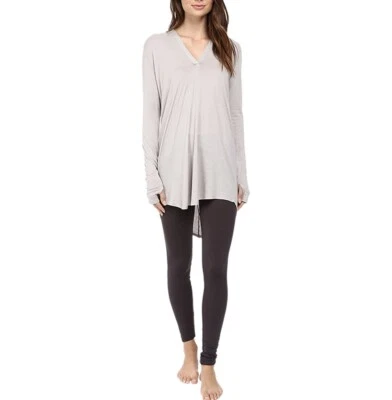 Yummie By Heather Thompson Hoodie Top XS Long Sleeve Thumbholes Pima Modal Gray - Image 1 of 4
