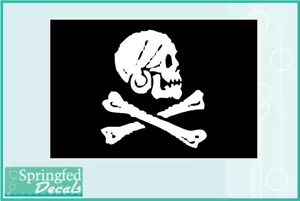 JOLLY ROGER Pirate Flag #3 Vinile Decalcomania Teschio & Ossa Cross TAGLIE PERSONALIZZATE - Foto 1 di 1