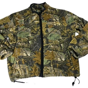 Cabelas Jacket Mens L Large Brown Camo Woodland Full Zip Fleece Hunting Jacket - Imagen 1 de 16