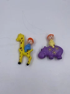 Set of 2 1968 Stawlwood Crib Mobile Circus Figures Hippo and Giraffe - Picture 1 of 6