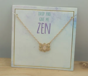 Francesca's Drop & Give Me Zen Gold Plated Lotus Flower Necklace - Picture 1 of 4