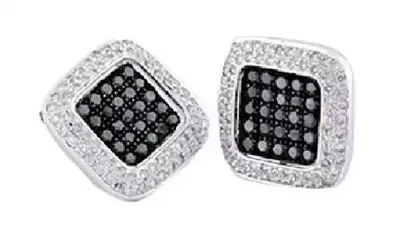 Gemelos para hombre corte redondo de 3 quilates con diamante negro creado en laboratorio enchapado en oro blanco de 14 quilates Foto 1 de 4