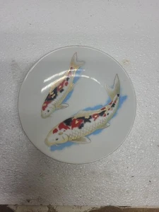 VTG Japanese Double Koi Gold Rimmed Plate - Picture 1 of 3