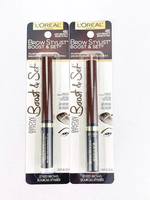 (2) LOreal Brow Stylist Boost Set Volumizing Brow Mascara 480 Light Brunette - Image 1 of 4