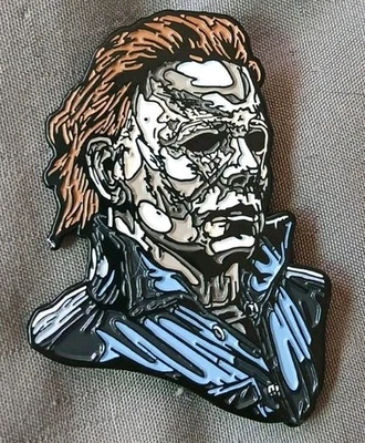 Halloween 1978 Michael Myers Mask  Horror Custom ENAMEL PIN 70s Scarred Face - Image 1 of 2
