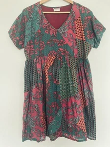 Abito al ginocchio multicolore World Market taglia L/XL 100% cotone manica corta boho - Foto 1 di 9