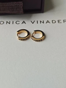 Monica Vinader Skinny Gemstone Mini Huggie Earrings New black spinel - Picture 1 of 8