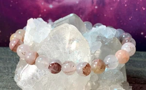 8mm GORGEOUS AGNITITE HIGH VIBRATION TRANSFORMATIONAL NATURAL CRYSTAL BRACELET - Picture 1 of 2