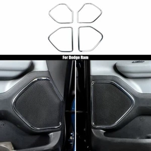 4x Interior Door Speaker Frame Trim Cover Decor For Dodge Ram 1500 18-20 Chrome - Picture 1 of 9