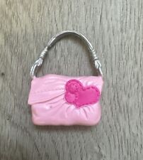 Barbie Doll Replacement Accessory - Pink Silver Clutch Heart Handbag Purse / Bag