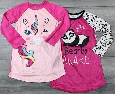 Vestido Unicornio Niñas Pequeño 6-6X Arco Iris Rosa Panda Camisón Combo Camisa para Dormir Foto 1 de 4