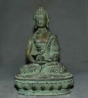 11 pouces ancienne statue de lotus de Bouddha Tibet bouddhisme violet bronze Shakyamuni Amitabha