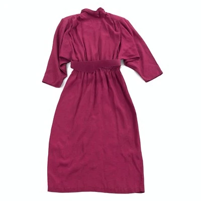 Vintage 1980s Union Made Betsy's Things Secretary's Dress 7/8 Dark Pink Belted Foto 1 de 4