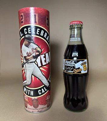 Orioles 2001 Cal Ripken Conmemorativo Coca-Cola 8oz Botella de Vidrio y Contenedor. Foto 1 de 2