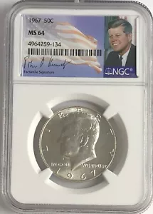 1967 NGC MS64 SILBER KENNEDY HALBER DOLLAR JFK MÜNZSIGNATUR 50c GESCHÄFTSSTREIK - Bild 1 von 3